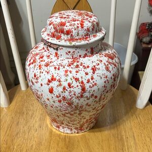 Red and White Speckled Ceramic Vase